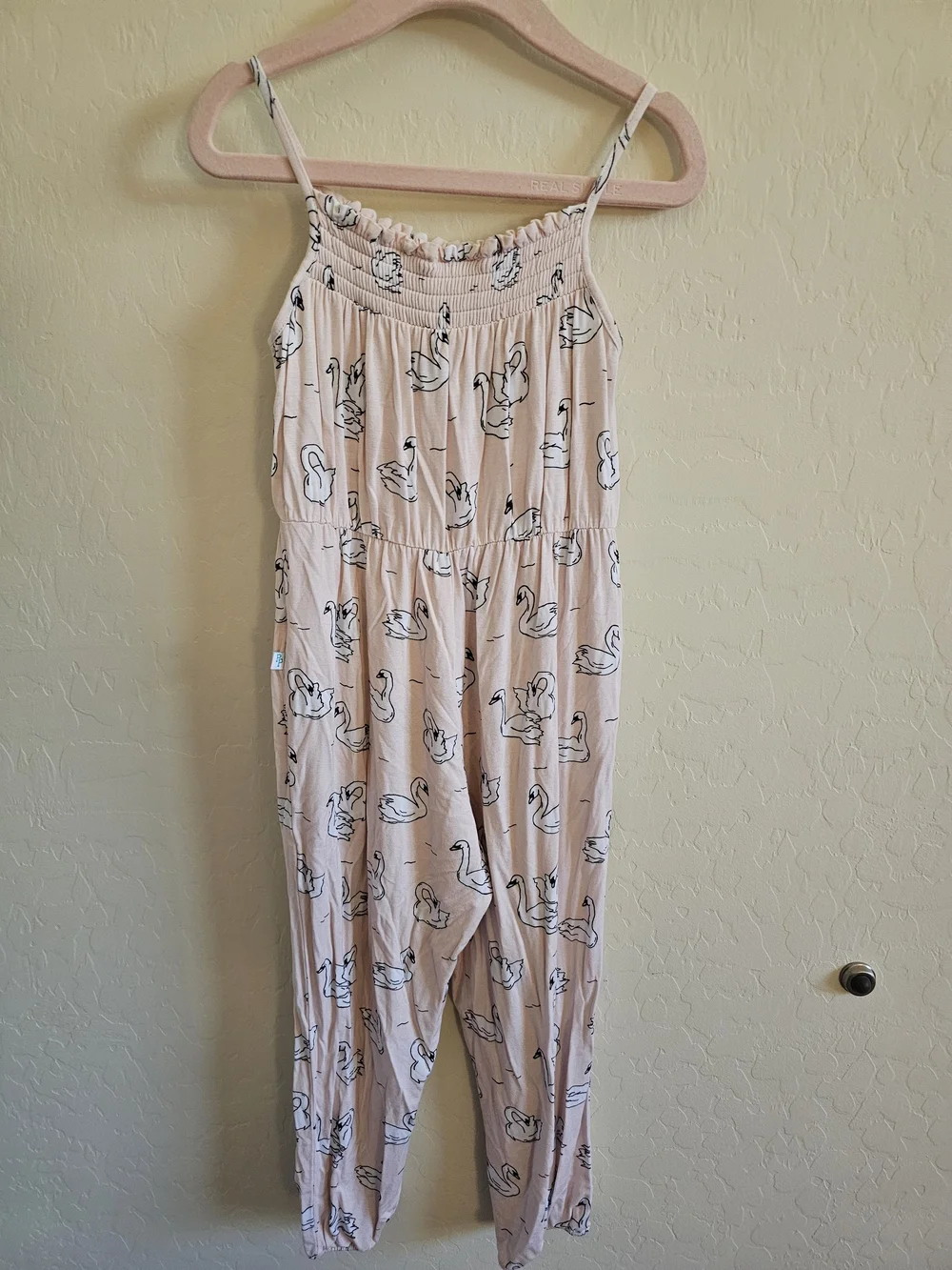 Posh Peanut Odet Swan Sleeveless Smocked Jumpsuit 3T